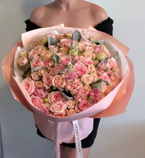 Blush Garden, pink rose bouquet, Aroma Flowers Las Vegas