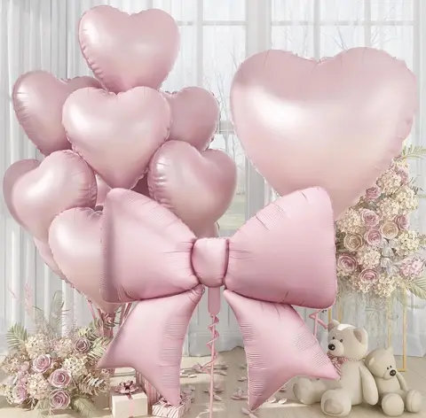 Blush Ribbon Heart Balloons (12 Balloons), 12 blush anthuriums, Aroma Flowers Las Vegas