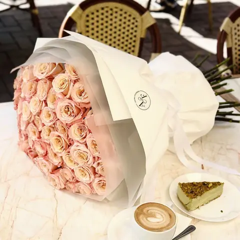 Blush Whisper Roses, 50 pink roses, Aroma Flowers Las Vegas