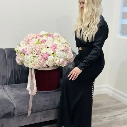 The Elysian Bloom, white hydrangea bouquet, Aroma Flowers Las Vegas